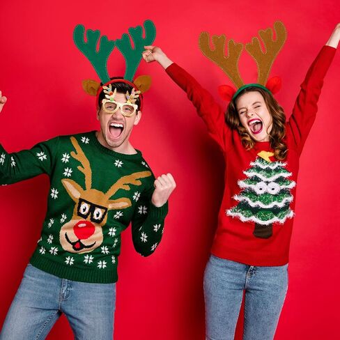 Janinka 20 Pcs Christmas Reindeer Antlers Deer Antler Headbands Funny Cute Reindeer Hair Hoop for Christmas Holiday Party Favors Photo Props in Saudi Arabia