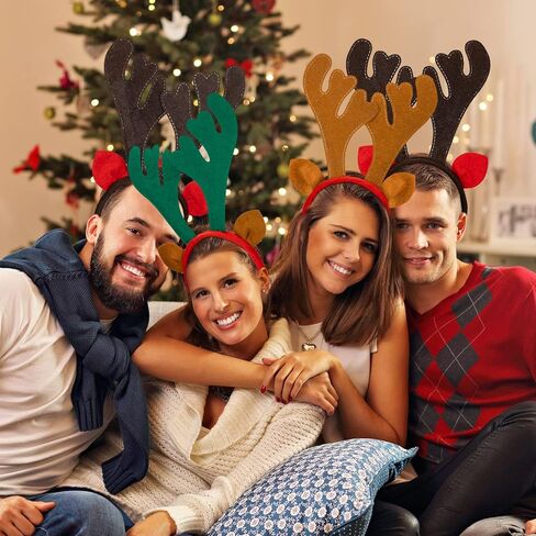 Janinka 20 Pcs Christmas Reindeer Antlers Deer Antler Headbands Funny Cute Reindeer Hair Hoop for Christmas Holiday Party Favors Photo Props in Saudi Arabia