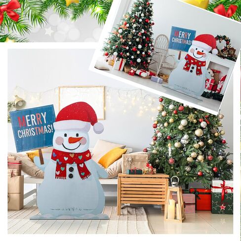 Thyle 5 Feet Christmas Winter Snowman Cardboard Cutout Stand-Up Life Size Christmas Winter Party Decoration Backdrops Photo Props Snowmen Stand Up for Xmas Holidays Decor Supply in Kuwait