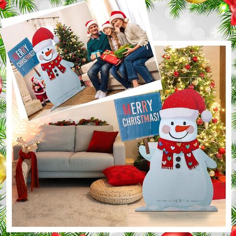 Thyle 5 Feet Christmas Winter Snowman Cardboard Cutout Stand-Up Life Size Christmas Winter Party Decoration Backdrops Photo Props Snowmen Stand Up for Xmas Holidays Decor Supply in Kuwait