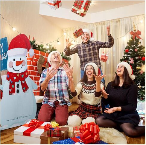 Thyle 5 Feet Christmas Winter Snowman Cardboard Cutout Stand-Up Life Size Christmas Winter Party Decoration Backdrops Photo Props Snowmen Stand Up for Xmas Holidays Decor Supply in Kuwait