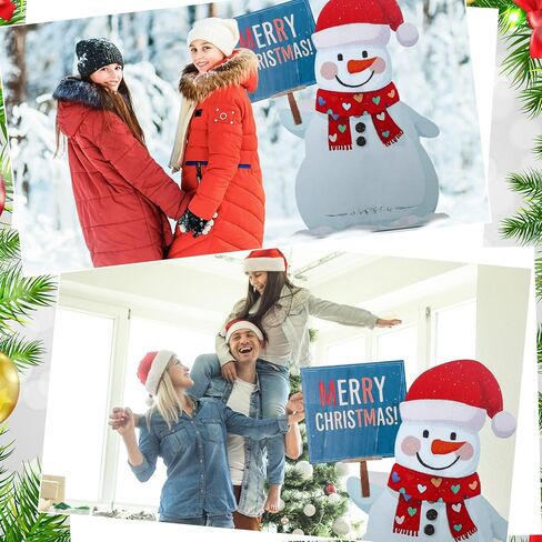 Thyle 5 Feet Christmas Winter Snowman Cardboard Cutout Stand-Up Life Size Christmas Winter Party Decoration Backdrops Photo Props Snowmen Stand Up for Xmas Holidays Decor Supply in Kuwait