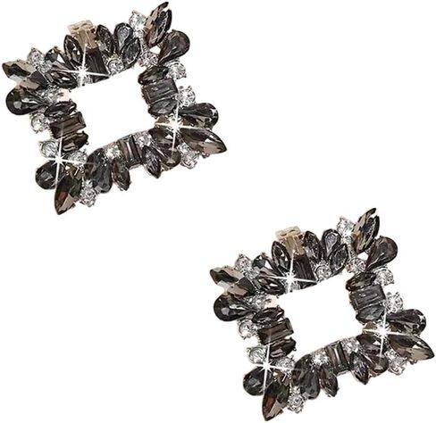 Removable square women's black crystal shoe buckle with diamond metal shoe flower rhinestone shoe clip wedding shoe accessories shoe jewelry in Saudi Arabia