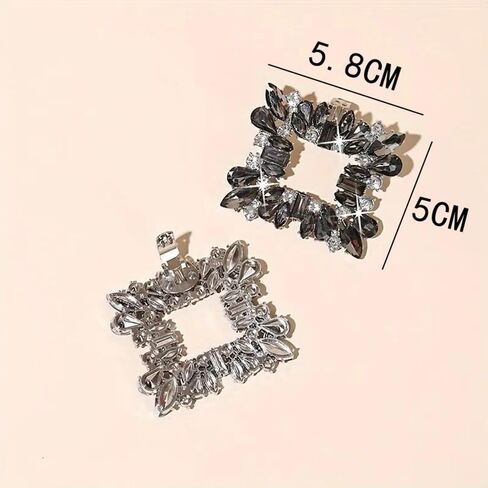 Removable square women's black crystal shoe buckle with diamond metal shoe flower rhinestone shoe clip wedding shoe accessories shoe jewelry in Saudi Arabia