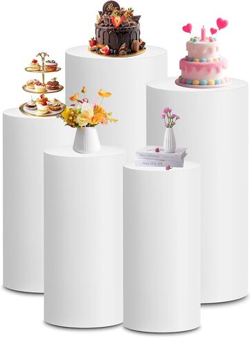 Cylinder Pedestal Covers, Set of 3 Spandex Display Cylinder Covers, Only Elastic Cloth Plinth Pillar Cover for Birthday Party Wedding Baby Shower Dessert Tables Decor(S+M+L, Black) in Kuwait