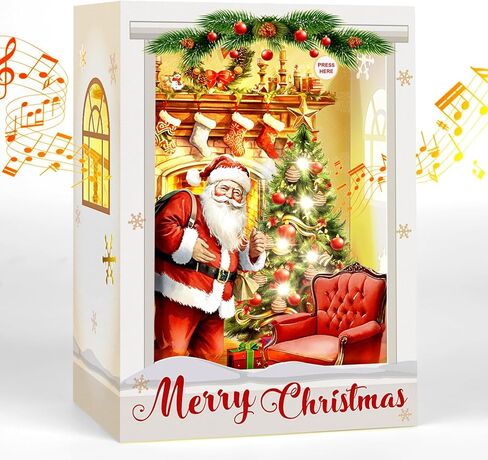 بطاقات عيد الميلاد، بطاقة عيد ميلاد سعيد موسيقية مع أضواء، ثلاثية الأبعاد منبثقة لشجرة عيد الميلاد بطاقة عيد الميلاد بطاقات تهنئة هدايا عيد الميلاد للنساء والرجال والأم والأب والابنة والأطفال in Kuwait
