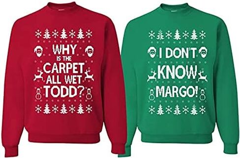 wild custom apparel Why is The Carpet All Wet Todd IDK Margo Couples Ugly Christmas Sweatshirt Sweater in Saudi Arabia