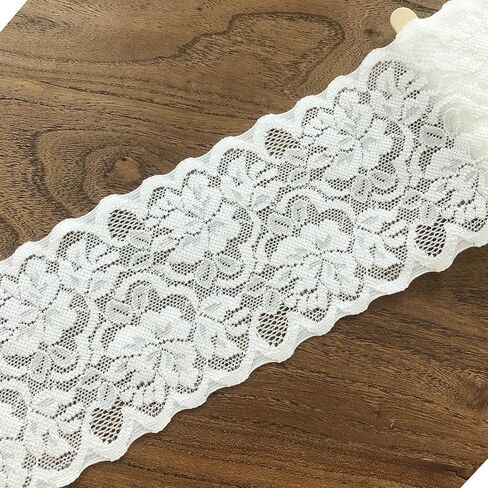 3 inch lace Trim, 5 Yards Long Black lace Ribbon with Good Elasticity of 1:2, Floral lace Design for Bridal Party, Halloween Party, hairbow Knot, DIY Jeans Sewing, and Home Decor in Kuwait