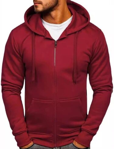 Zip Up Hoodie for Men Lightweight Fleece Sweatshirt Full Zip Hooded Jacket with Pockets Casual Athletic Fall Winter in Saudi Arabia