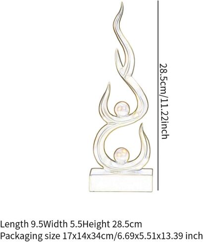 Fenteer مجردة النار النحت تمثال الفن التجريدي ديكور المنزل زخرفة إطار الصورة المستديرة الأوروبية الرجعية الراتنج إطار الصورة مجموعة مع تفاصيل مزخرفة خمر S in Kuwait