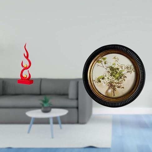 Fenteer مجردة النار النحت تمثال الفن التجريدي ديكور المنزل زخرفة إطار الصورة المستديرة الأوروبية الرجعية الراتنج إطار الصورة مجموعة مع تفاصيل مزخرفة خمر S in Kuwait