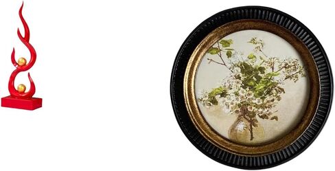 Fenteer مجردة النار النحت تمثال الفن التجريدي ديكور المنزل زخرفة إطار الصورة المستديرة الأوروبية الرجعية الراتنج إطار الصورة مجموعة مع تفاصيل مزخرفة خمر S in Kuwait