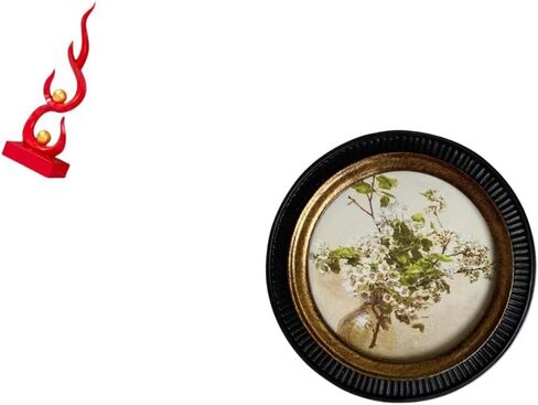 Fenteer مجردة النار النحت تمثال الفن التجريدي ديكور المنزل زخرفة إطار الصورة المستديرة الأوروبية الرجعية الراتنج إطار الصورة مجموعة مع تفاصيل مزخرفة خمر S in Kuwait