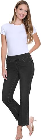 SLIM-SATION Womens Pull on Relaxed Leg Ankle Jean with Real Front and Back Pockets in Saudi Arabia