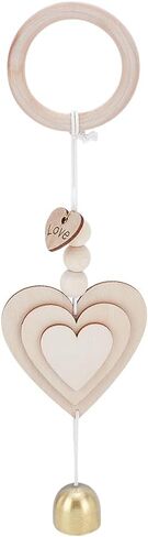 UNICRAFTALE 1Pcs Wooden Heart Hanging Bell for Door Opening Good Luck Decoration for Entrance Window Wall Old Lace Love Wind Chimes for Home Decor Long 30cm in Saudi Arabia