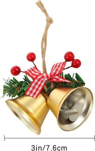 قطعتان من أجراس عيد الميلاد الحمراء، زخرفة شجرة معلقة أجراس معدنية لتزيين عطلة عيد الميلاد (6، ذهبي) in Saudi Arabia