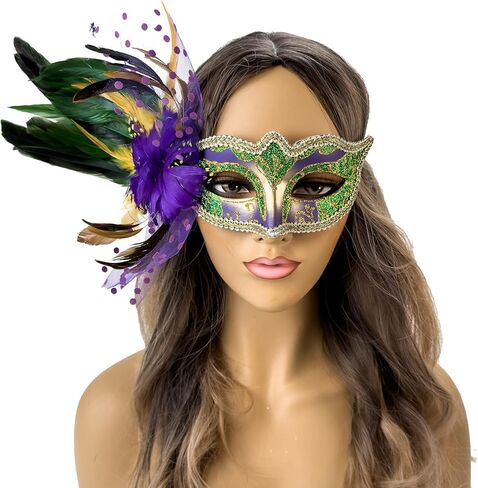 Elegant Feather Masquerade Mask Mardi Gras Burlesque Masks for Women Costume Feather Masks Venetian Masks in Saudi Arabia