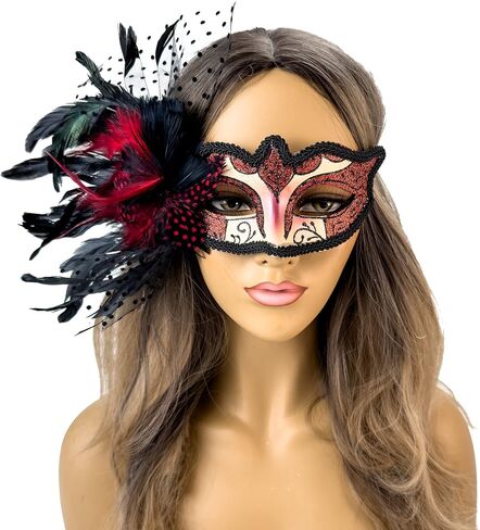 Elegant Feather Masquerade Mask Mardi Gras Burlesque Masks for Women Costume Feather Masks Venetian Masks in Saudi Arabia