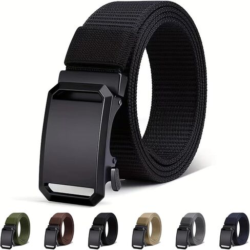 Upgraded Version Thickened Double-Layer Nylon Tactical Belt with Automatic Buckle, Slide Buckle Belt for Men in Saudi Arabia