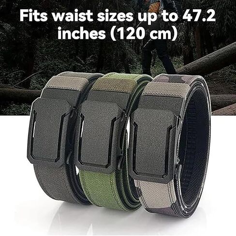 Upgraded Version Thickened Double-Layer Nylon Tactical Belt with Automatic Buckle, Slide Buckle Belt for Men in Saudi Arabia