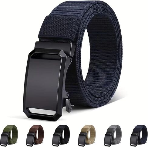 Upgraded Version Thickened Double-Layer Nylon Tactical Belt with Automatic Buckle, Slide Buckle Belt for Men in Saudi Arabia