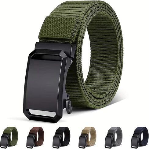 Upgraded Version Thickened Double-Layer Nylon Tactical Belt with Automatic Buckle, Slide Buckle Belt for Men in Saudi Arabia
