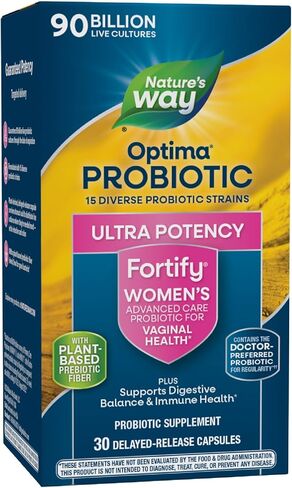 Nature's Way Fortify Optima Probiotic for Women, Ultra Potency Probiotic for Vaginal Health*, 90 Billion Live Cultures, Supports Digestive Balance and Immune Health*, 30 Capsules (Packaging May Vary) in Saudi Arabia