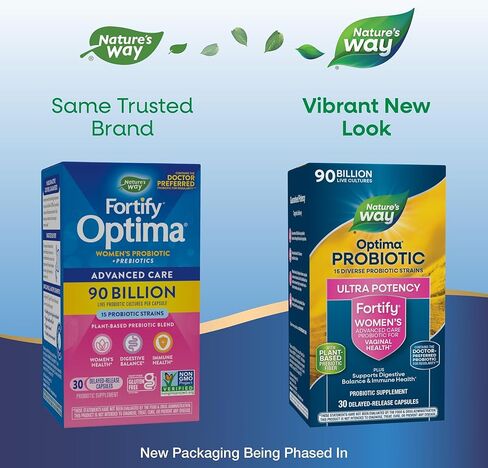 Nature's Way Fortify Optima Probiotic for Women, Ultra Potency Probiotic for Vaginal Health*, 90 Billion Live Cultures, Supports Digestive Balance and Immune Health*, 30 Capsules (Packaging May Vary) in Saudi Arabia