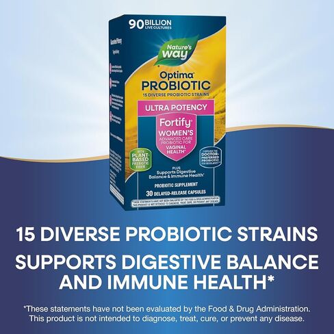 Nature's Way Fortify Optima Probiotic for Women, Ultra Potency Probiotic for Vaginal Health*, 90 Billion Live Cultures, Supports Digestive Balance and Immune Health*, 30 Capsules (Packaging May Vary) in Saudi Arabia