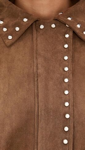MOON RIVER Women's Stud Detail Zipper Front Faux Suede Jacket in Saudi Arabia
