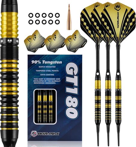 Win.Max Darts Soft Tip Set - 90 ٪ Tungsten Soft Tip Set Professional 18 Grams Soft Darts Pro Dart مجموعة إضافية 3 رحلات in Kuwait