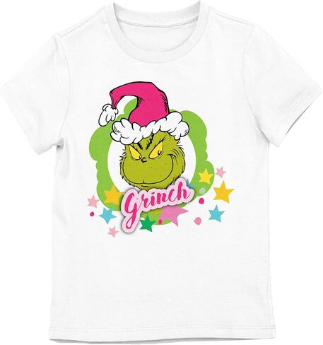 The Grinch Festive Character Art Girl’s White Crew Neck Short Sleeve T-Shirt in Saudi Arabia