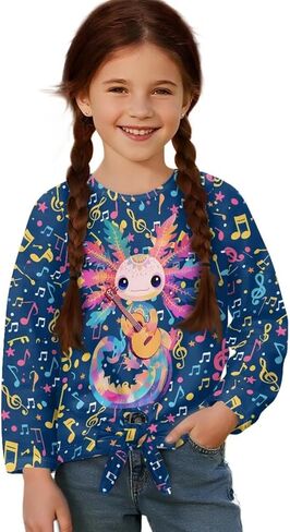 Girls Long Sleeve Shirts Basic Crew Neck Pullover Tops Breathable Fall Shirt Cute Back to School T-Shirts in Saudi Arabia