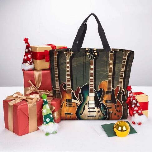 guitars art Tote Bags for Women Canvas Tote Purse Large Shoulder Bag Aesthetic Shopping Bags Reusable Grocery Bag Hobo Bags Casual Handbags, Top Zipper Closure in Saudi Arabia