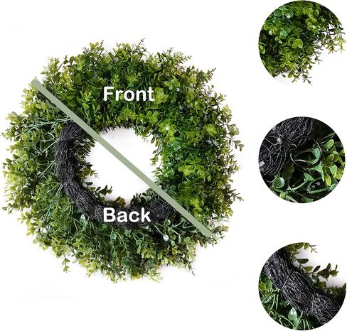 22IN Artificial Boxwood Wreaths for Front Door,Spring Summer All Season Wreath,Green Wreath Suitable for Wall、Door、Farmhouse 、Indoor、Outdoor Decor in Saudi Arabia