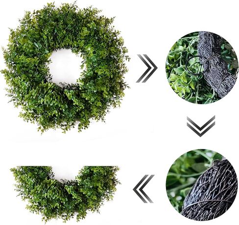22IN Artificial Boxwood Wreaths for Front Door,Spring Summer All Season Wreath,Green Wreath Suitable for Wall、Door、Farmhouse 、Indoor、Outdoor Decor in Saudi Arabia