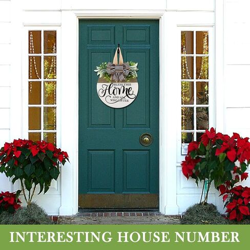 Welcome Sign for Front Door, Round Wood Hanging Sign Rustic Welcome Wreaths Porch Sig-n Door Decorations Housewarming Gift for Farmhouse Fence(Color:Wood, White, Brown, Green) in Kuwait