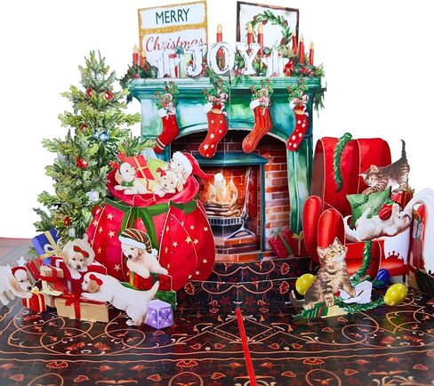 HEARTAGS- Pop Up Christmas Card, Vintage Christmas Pop Up Card, 6" x 8" Popup Christmas Greeting Cards For Husband, Wife, Kids, Mom, Son, Daughter, Dad, Pop Up Christmas Tree Card With Envelopes in Kuwait