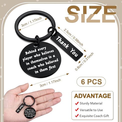 6 Pcs Coach Gifts Keychain basketball Coach Appreciation Gift for Softball Football Soccer trainer in Saudi Arabia