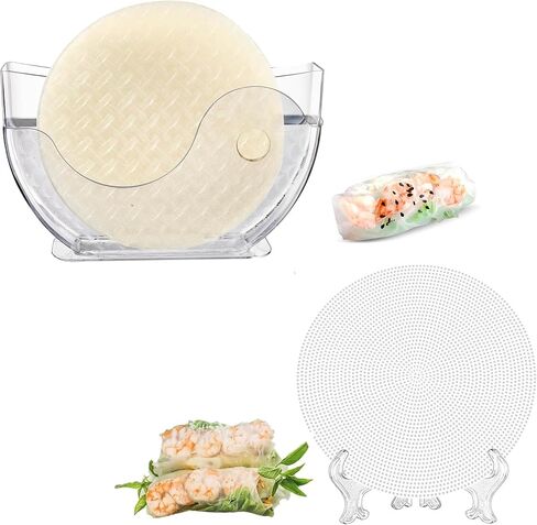 ورق رابح ربيع لفائف الماء حامل وعاء الصيف لفة الصيف وعاء الماء وعاء للورق الأرز - لفائف البيض ، وصنع لفائف نابض طازجة (ورقة الأرز غير مدرجة) in Kuwait