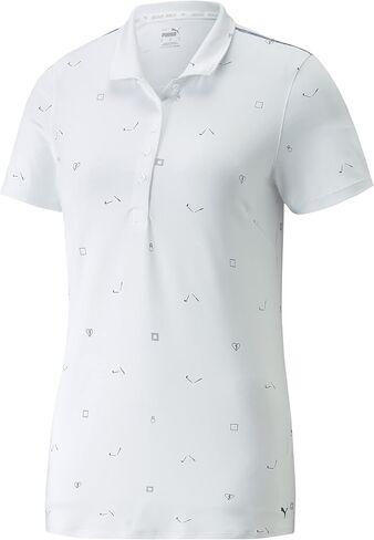 PUMA GOLF Women's Standard Cloudspun H8 Golf Polo, Bright White-Navy Blazer, Small in Saudi Arabia