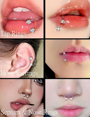 Oufksiyy 18G 16G حدوة الحصان الأنف الدائري الجراحية الصلب مزدوجة جوهرة مسمار الأنف الدائري الأسود الذهب الشفاه خواتم مكعب زركونيا Daith ثقب المجوهرات للنساء القطر الداخلي 8/10/12 مم in Kuwait
