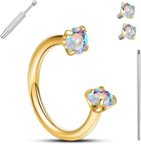 limerencia Horseshoe Nose Rings - 18G Titanium Cubic Zirconia Nose Ring,Half Hoop for Women Men, Septum Lip Rings Cartilage Helix Tragus Daith Earrings, Piercing Jewelry in Saudi Arabia