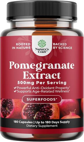 Pomegranate Extract Capsules Antioxidant Supplement - Natural Pomegranate Capsules for Heart Health Joint Support and Pre Workout for Men and Women - Nitric Oxide Supplement with Brain Health Vitamins in Saudi Arabia