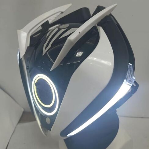 خوذة قناع Cybe𝐫punk القوطي للبالغين، قناع LED، ملابس فنية مستقبلية، مهرجان موسيقى مناسب لحفلات الهالوين in Kuwait