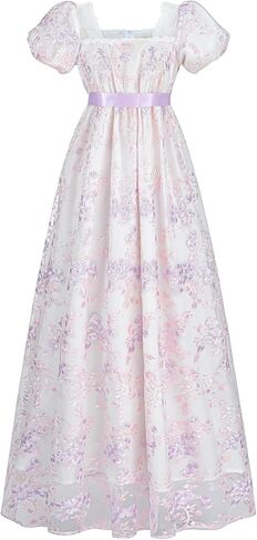 FCCAM Regency Dresses for Women Puffy Sleeves Victorian Dress Costume Empire Waist Regency Ball Gown in Saudi Arabia