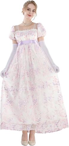 FCCAM Regency Dresses for Women Puffy Sleeves Victorian Dress Costume Empire Waist Regency Ball Gown in Saudi Arabia