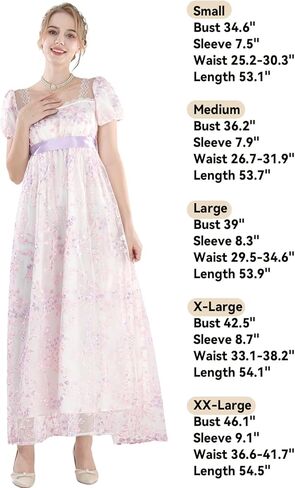 FCCAM Regency Dresses for Women Puffy Sleeves Victorian Dress Costume Empire Waist Regency Ball Gown in Saudi Arabia