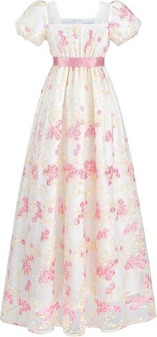 FCCAM Regency Dresses for Women Puffy Sleeves Victorian Dress Costume Empire Waist Regency Ball Gown in Saudi Arabia