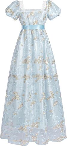 FCCAM Regency Dresses for Women Puffy Sleeves Victorian Dress Costume Empire Waist Regency Ball Gown in Saudi Arabia